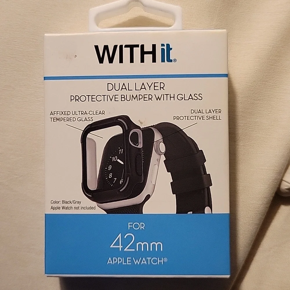 WITHit Dual Layer Protective Bumper with Glass for 42mm Apple Watch